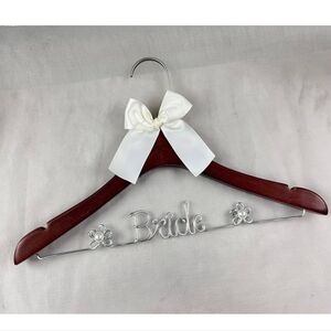 Wooden Bridal Dress Hanger with White Bow